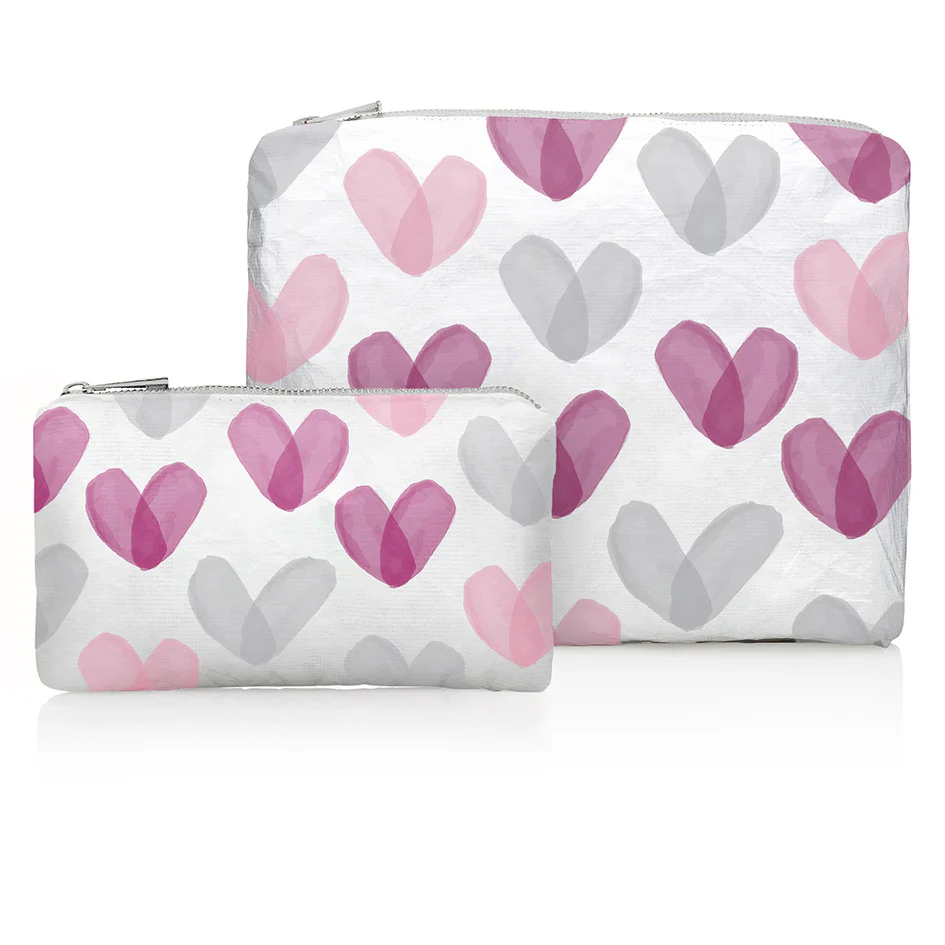 Set of Two - Organizational Pouches - "Language of Love" in Shades of Pink