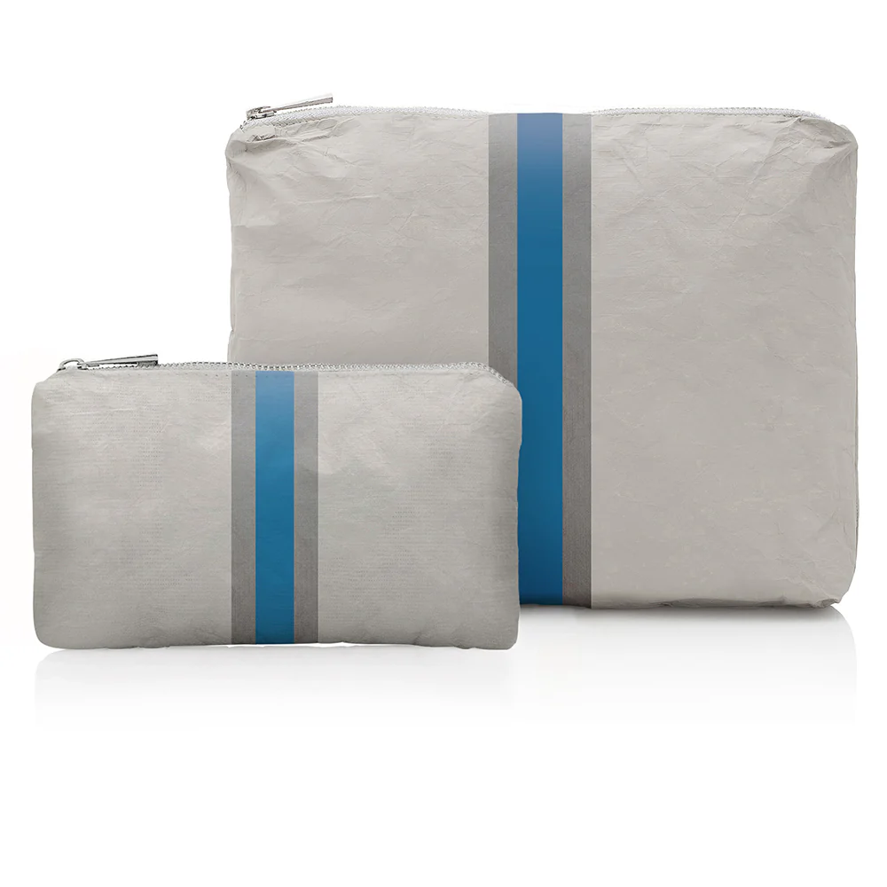 Set of Two Earth Gray Stripe Sky Blue and Silver
