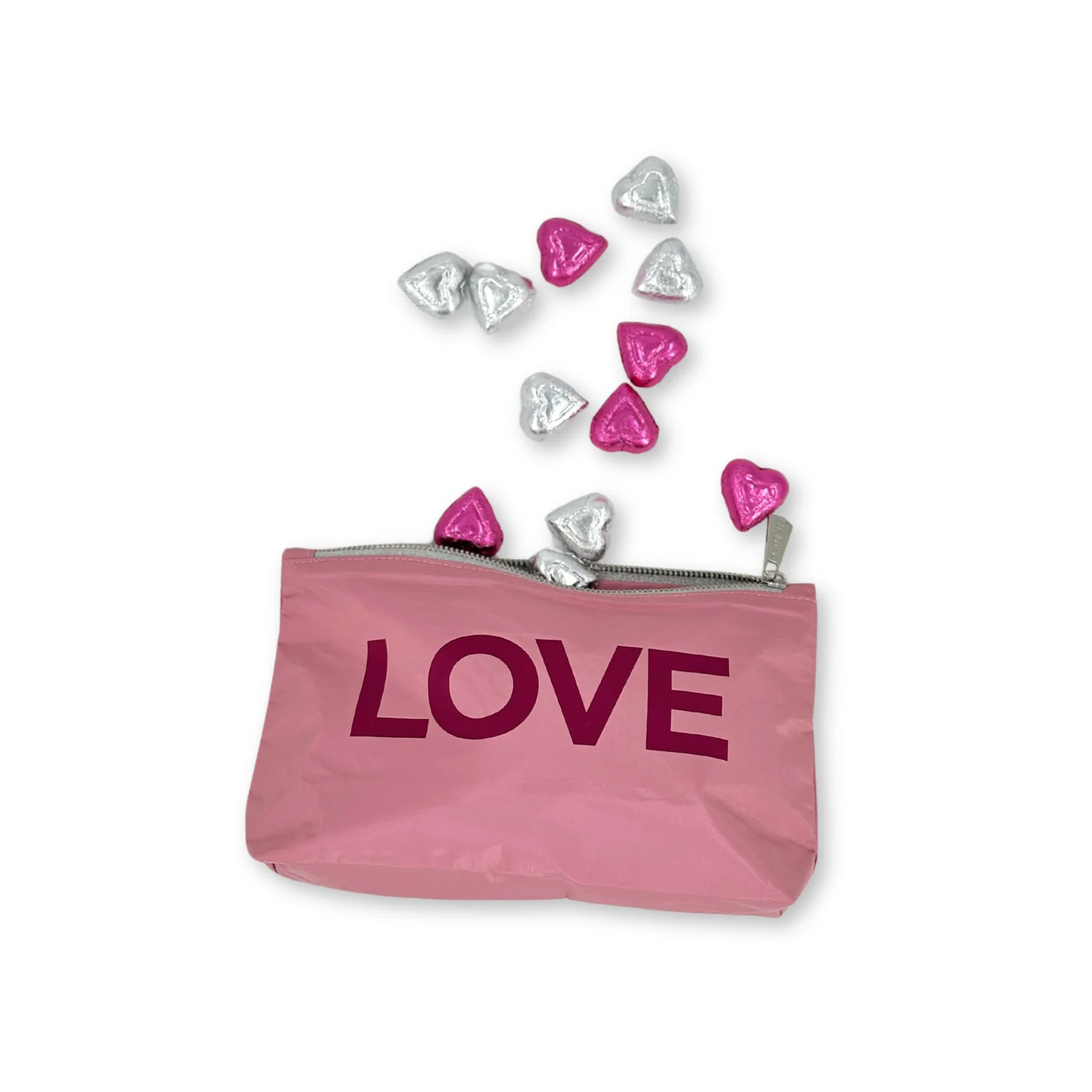 Cosmetic Zipper Pouch in Shades of Pink with LOVE